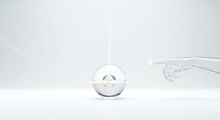 Ai technology hand interaction with data sphere, futuristic connectivity