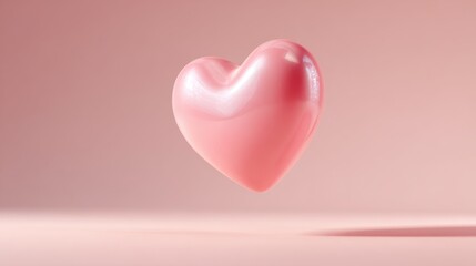 Soft Pink Heart Floating in Air on Gentle Background for Romantic and Love-themed Designs and Illustrations Showing Tenderness and Affection