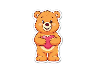 Vactor stickers of Happy Bear holding a heart pure white background with art.