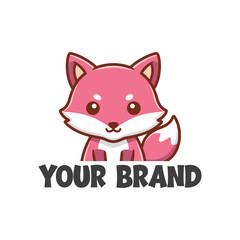 Pink fox character logo with text