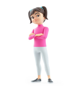 3d girl with arms crossed