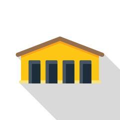 Storage unit building with four doors and a brown roof, providing secure and convenient space for storing belongings