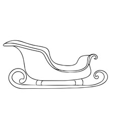 Sleigh outline design in minimalist style on white background  