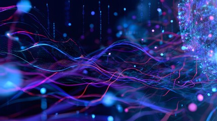 Futuristic digital network illustration showcases glowing data streams and encrypted patterns