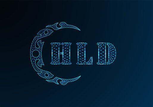 Low poly letter logo HLD design. HLD letter logo low poly vector design on blue color gradient background. HLD logo low poly design