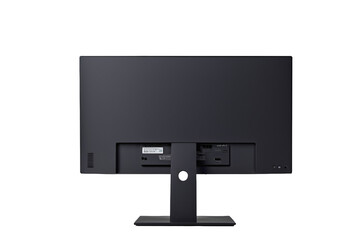 Back view of a modern wide PC monitor isolated, transparent background, no background. PNG.