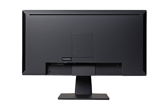 Back view of a modern wide PC monitor isolated, transparent background, no background. PNG.