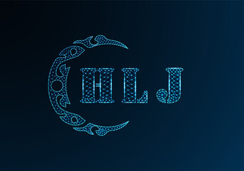 Low poly letter logo HLJ design. HLJ letter logo low poly vector design on blue color gradient background. HLJ logo low poly design