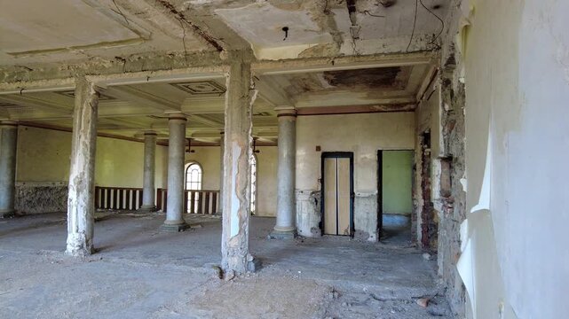 The interior of the abandoned sanatorium Meshakhte in Tskaltubo spa resort, Georgia