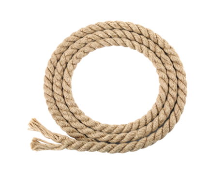Coiled Sailing Rope Isolated on White Nautical Cord