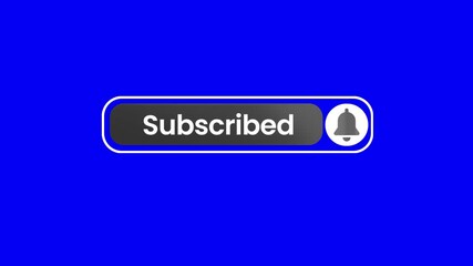 Subscribed Button with Alert Bell Notification Icon Animation Isolated on Transparent Background.
