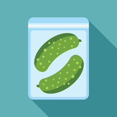Two fresh pickles are being preserved in a vacuum sealed bag, maintaining their quality and extending shelf life
