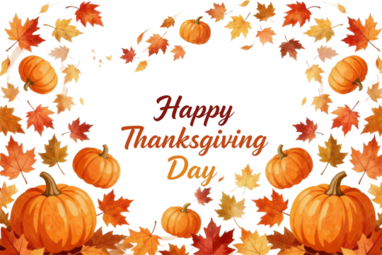 Autumn Flat Vector Background for 'Happy Thanksgiving Day' Card Layout