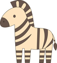 Cute cartoon zebra EPS vector clipart created in a soft baby-friendly style. Safari animal character features simple details perfect for baby shower invitations, children’s printables, stickers