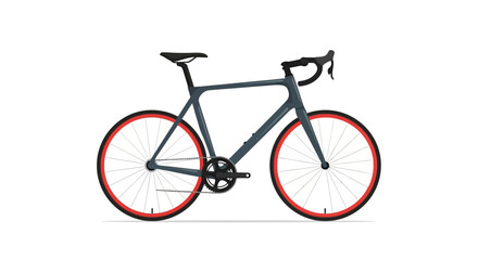 Fototapeta premium Sleek fixed gear bicycle design, modern transport illustration with red wheel rims against a white
