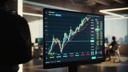 Stock Market Growth with Office Monitor. - Powered by Adobe