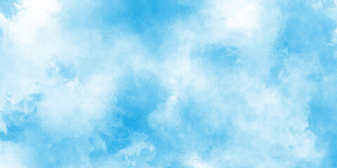 Light blue watercolor sky texture background, blue sky with clouds in grunge style, aquarelle painted paper textured canvas for vintage design, Soft blue and white watercolor wash background texture.