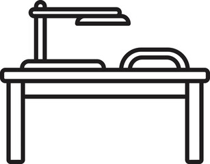 Manicure table equipped with a lamp and hand rest, providing a well lit and comfortable workspace for nail treatments