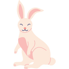 Cute Pink Rabbit Illustration with Closed Eyes and Soft Pastel Colors Isolated on Transparent Background Simple Cartoon Style for Easter or Spring Themes