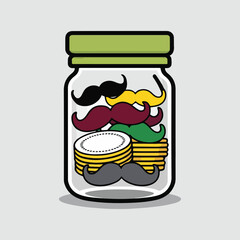 Men’s health awareness Movember vector bundle with diverse mustache faces, infographic charts, social media stickers, fundraising badge, calendar highlights, abstract patterns, flat minimal style