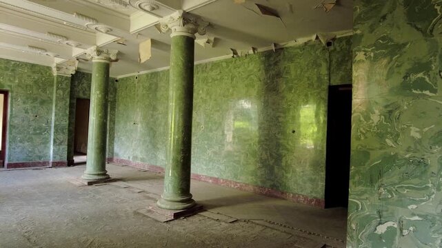 The interior of the abandoned sanatorium Metallurgist in Tskaltubo, Georgia