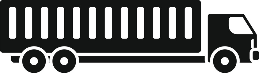 Black silhouette of a cargo truck transporting goods, representing the transportation and logistics industry