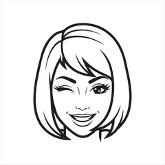 Winking woman isolated on white background