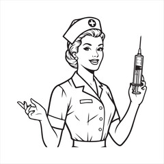 Nurse with syringe isolated on white background