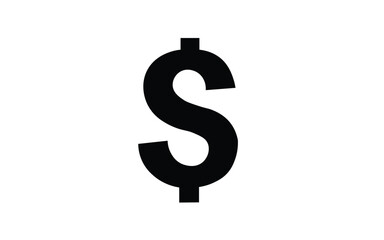 Bold black dollar sign symbol isolated on a clean white background representing finance and money