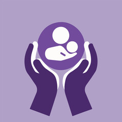 Purple ribbon and baby silhouette vector design pack for World Prematurity Day, preterm birth awareness, healthcare and charity campaign art