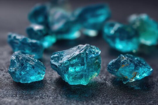 Raw Para&iacute;ba tourmaline stones, neon blue