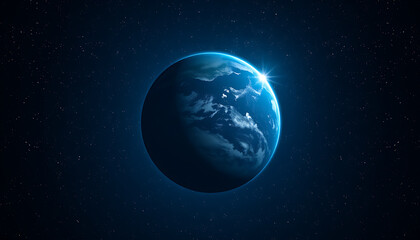 Obraz premium Majestic earth glows in deep space amidst a field of distant stars