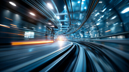 Abstract motion blur of blue technology elements showing rapid data processing no faces visible motion blur speed effect rapid processing tech velocity fast computing