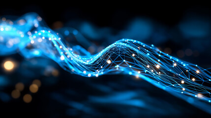 Flowing digital waves representing massive data transfer across network infrastructure no faces visible big data flow information tsunami data streaming bandwidth