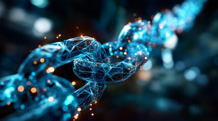 Abstract blockchain network with connected blocks forming distributed ledger chain no people visible blockchain technology distributed ledger crypto network decentralized