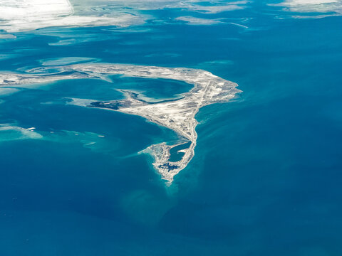 aerial landscape view of Saudi Arabia Coastline near Jubail city - in the Eastern Province of Saudi Arabia with Al Batinah Island located in the Persian Gulf 
