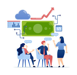 Meeting for financial service growth and economic sector with charts