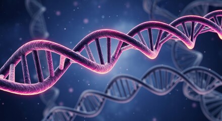 Luminous dna double helix strands in scientific background