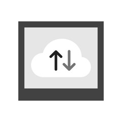 Black and Gray Cloud Upload and Download Icon in Flat Design