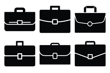 business brief silhouette vector icon set. business related icon set