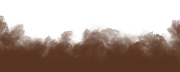 Dust Brown sand soil smoke cloud particles isolated on PNG background. smog sand dust explosion...