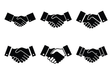 business handshake silhouette vector icon set. business related icon set