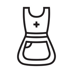 Nurse Apron Outline Silhouette Vector Icon for Medical Professionals and Healthcare Design Projects.
