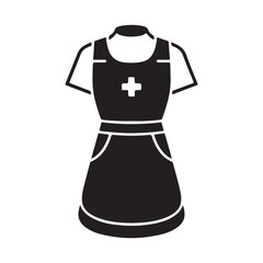 Nurse Uniform Dress Silhouette Vector Icon for Medical Professionals and Hospital Staff Design Projects.