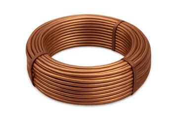 Copper winding tube coil with transparent background