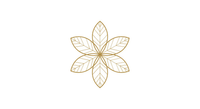 Abstract golden flower or star shape with six delicate petals and vein details.