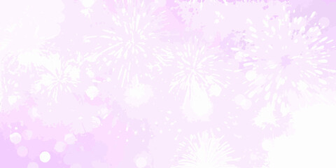 Soft pastel pink and white abstract watercolor background with subtle fireworks and bokeh effects