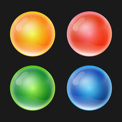 Set of colored glossy balls 3D objects glass objects