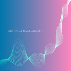 Abstract background in blue pink gradient with lines waves