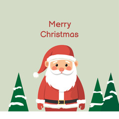 Festive Christmas banner flat design with Santa and trees